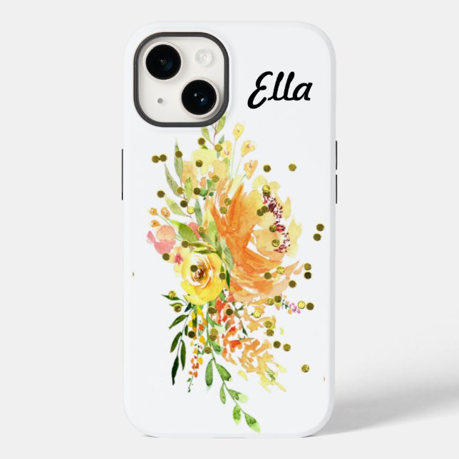 iPhone 14 Fodral Tuff med Gula blommor (Baksida)