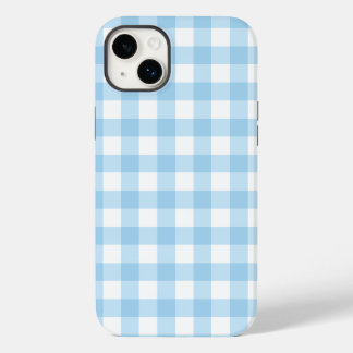 iPhone 14 Plus Tuff Telefon Case gingham Blue