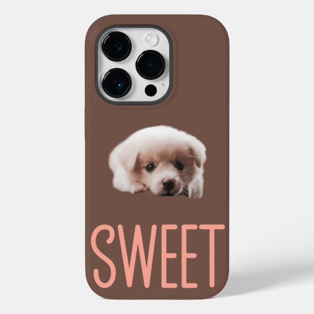 iPhone 14 Pro Fodral Sweet Puppy och Brown Design (Baksida)