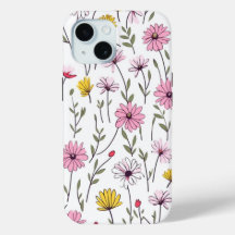 iPhone 15 Case Elegant Rosa Blommigt Design