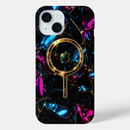 iPhone 15-fodral: Futuristiskt neon-kristall MagSa