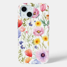 iPhone 15-telefonväska med Wildbloms Blommigt Desi