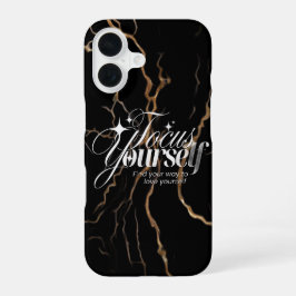 iPhone 16 Svart Guld Marmor Motiverande Fodral