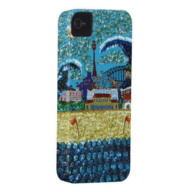 iPhone 4 för Luna Bondi Sequinkonst knappt där Case-Mate iPhone Skal (Höger/Baksida)