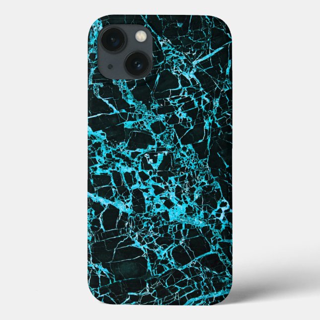 iPhone 6/6s (Battery Fodral) - Black & Teal Marble (Baksida)