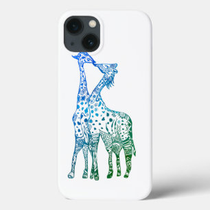 iPhone 6/6s, Tuff Xtreme Blue Grönt Giraffes