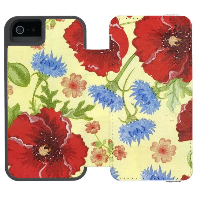 iPhone 6 plånbokshölje Poppy-mönster Incipio iPhone Wallet Skal (Folio Öppen)