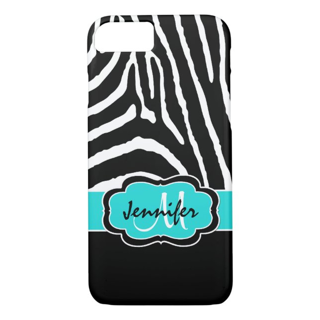 iPhone 7 Fodral | ZEBRA RÄNDER | Turkos Case-Mate iPhone Skal (Baksida)