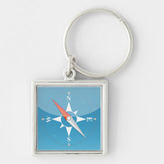 iPhone App Keychain - Safari Fyrkantig Silverfärgad Nyckelring