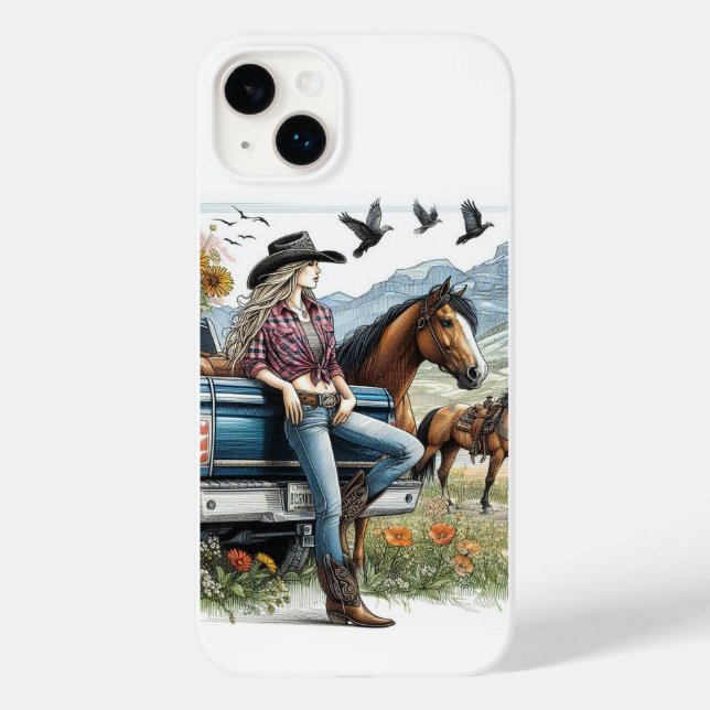 Iphone case Anpassade Cowgirl Art (Baksida)