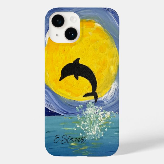 Iphone case - Dolphin Måne Oceanen (Baksida)