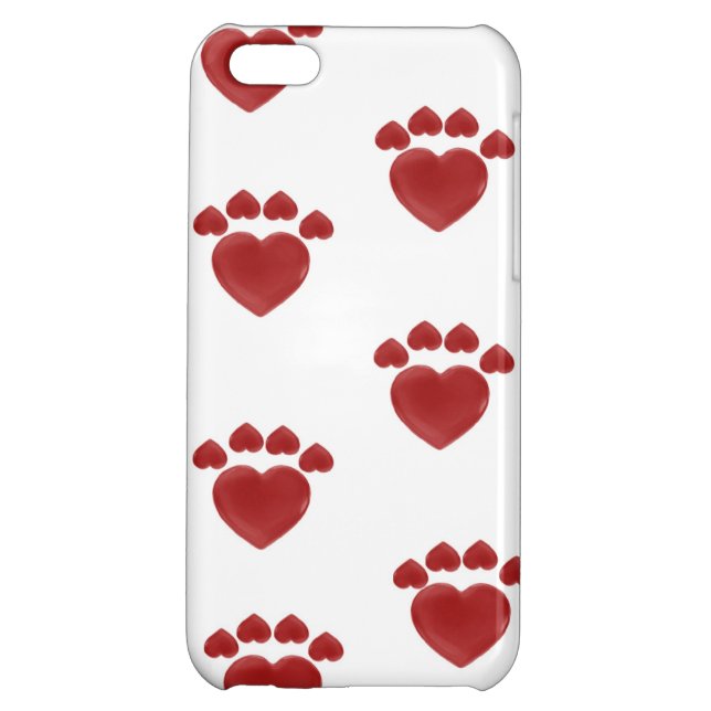 iphone case - hjärtatass avtryck 5C mobil fodral (Baksidan)