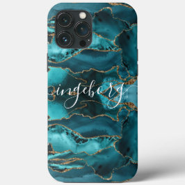 iphone case - Marble Blue Teal Guld Veins