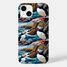 iphone case med isländska puffins