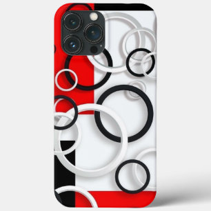 iphone case, svarta, vita, rödfärgade cirklar