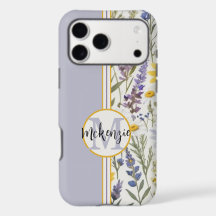 IPhone Cover-Rosa Aqua-Gult med monogram Blommigt