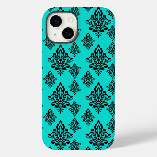 Iphone Damask Fodral-Mörk Teal (Baksida)