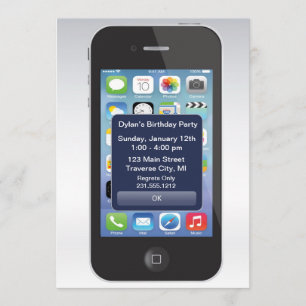 iPhone-Födelsedagsfest Texting Smart Cell Mobil Inbjudningar