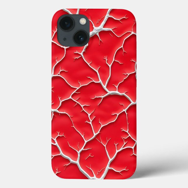 iPhone-fodral med djupröd ådra och organisk textur (Baksida)