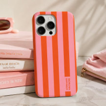 iPhone-fodral | Preppy djärv rand korallrosa