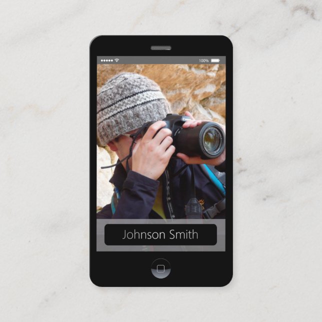 iPhone iOS Stil - Personlig fotoprofil Visitkort (Framsida)