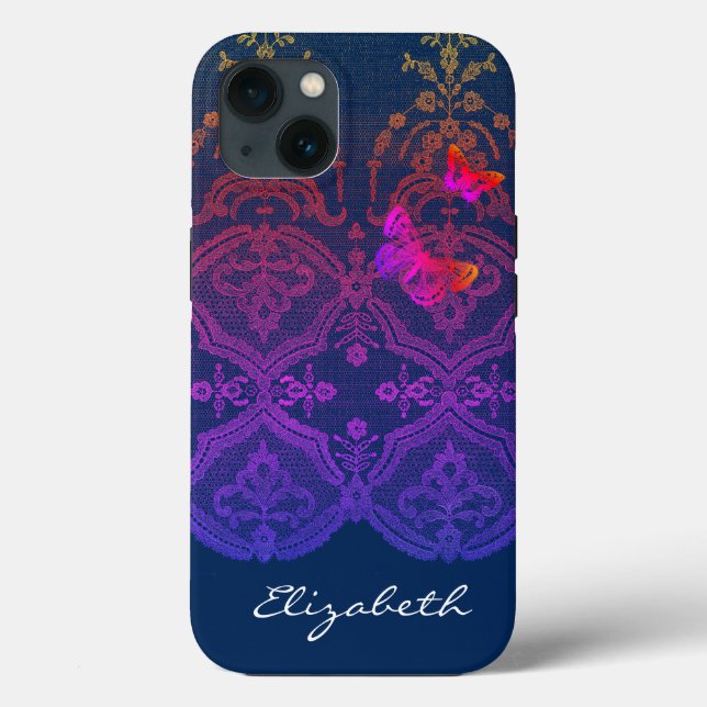 iPhone / iPad case DIY NAME ANTIQUE LACE IN GREY (Baksida)