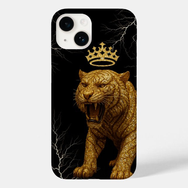iPhone / iPad case  Furious Golden King Tiger with (Baksida)