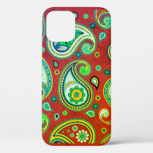 iPhone/iPad case Paisley Red and Grönt