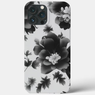 IPhone-/iPad-väska för svart och vit Blommigt
