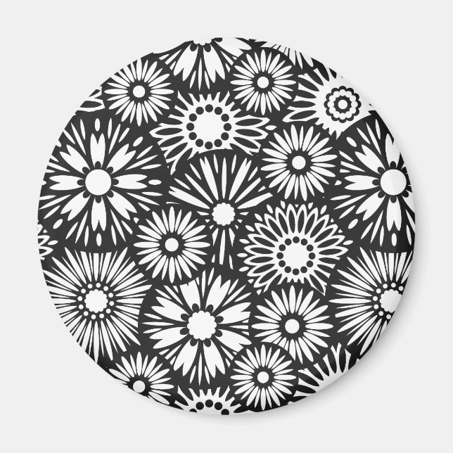 IPhone-magnet med svart och vit blommigt Magnet (Framsidan)