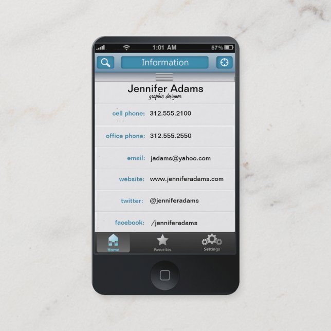 iPhone-personlig-fotoaffärskort Visitkort (Framsida)