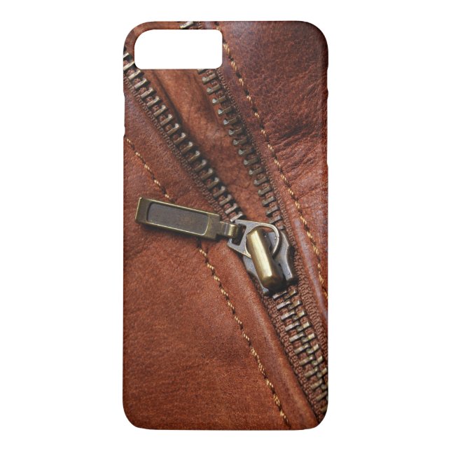iPhone: Zipper of Brown Leather Biker Jacka Case-Mate iPhone Skal (Baksida)