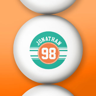 Iports Jersey Rand Emerald & Orange Namn Number Pingisboll