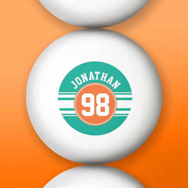 Iports Jersey Rand Emerald & Orange Namn Number Pingisboll (Custom Ping Pong Balls)