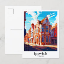 Ipswich England Vintage Reseskissillustration