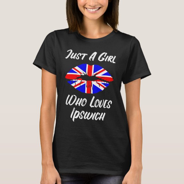 Ipswich Läppar Mouth Kärlek Union Jack Flagga T Shirt (Framsida)