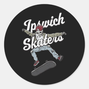 Ipswich Skridskoåkare Skateboard Roligt Skateboard Runt Klistermärke