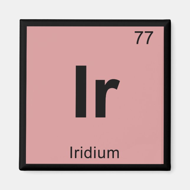 Ir - Iridium kemi periodiska systemet symbol Magnet (Framsidan)