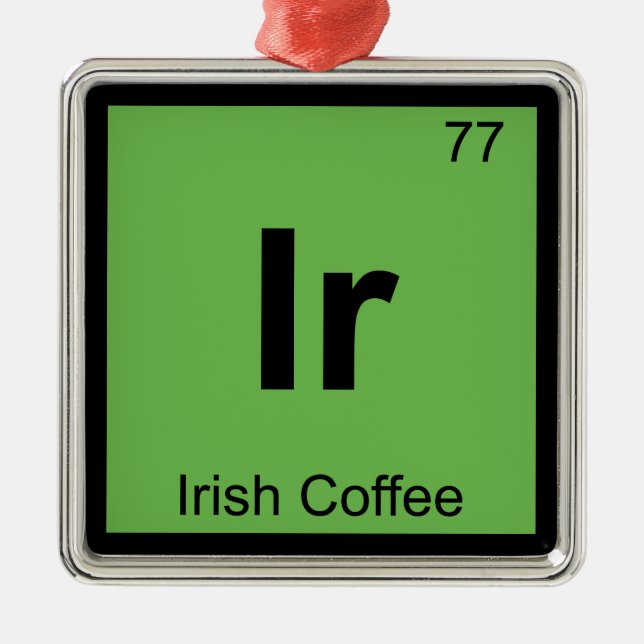 Ir - Irish Coffee Chemistry Periodic Bord Symbol Julgransprydnad Metall (Framsidan)