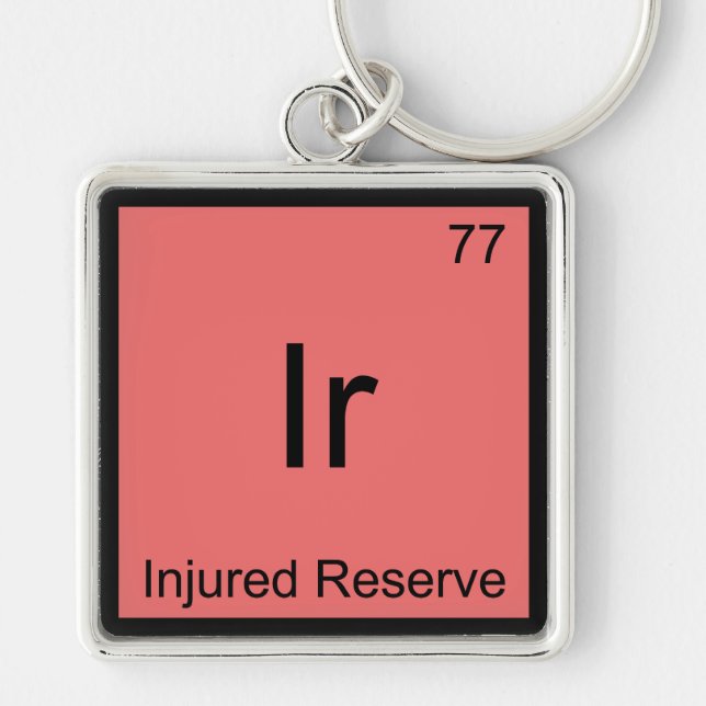 Ir - Skadad Inslag-symbol för reservkemi Fyrkantig Silverfärgad Nyckelring (Framsidan)