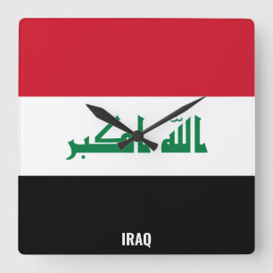 Irak Flagga Dazzling Patriotic Square Fyrkantig Klocka