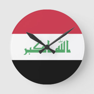 Irak Flagga Emblem Rund Klocka