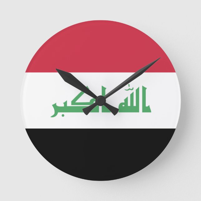 Irak Flagga Emblem Rund Klocka (Framsida)