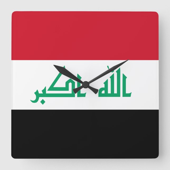 Irak Flagga Fyrkantig Klocka (Framsida)