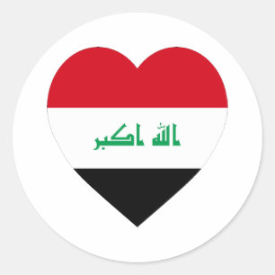 Irak Flagga Heart Runt Klistermärke