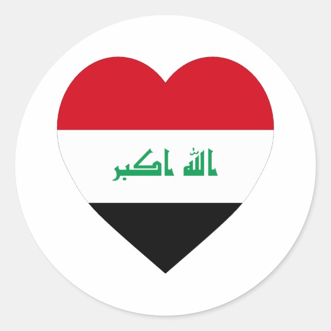 Irak Flagga Heart Runt Klistermärke (Framsida)