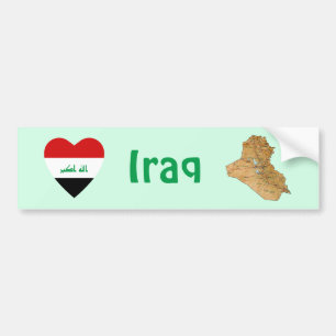 Irak Flagga Hjärta + Karta Bildäckslapp Bildekal