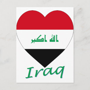 Irak Flagga Hjärta Vykort