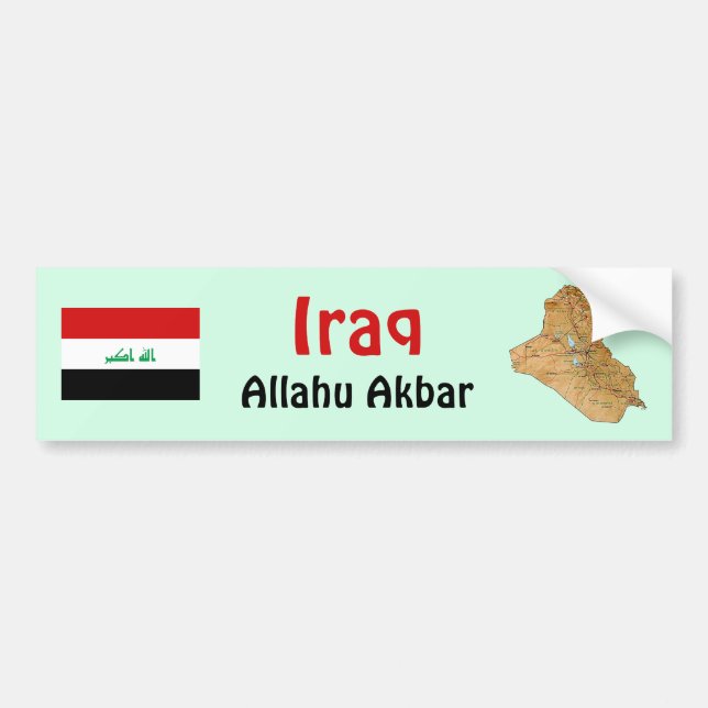 Irak Flagga + Karta Bumperdekal Bildekal (Framsidan)