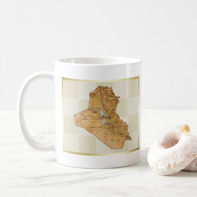 Irak flagga + Kartamugg Kaffemugg (Med munk)